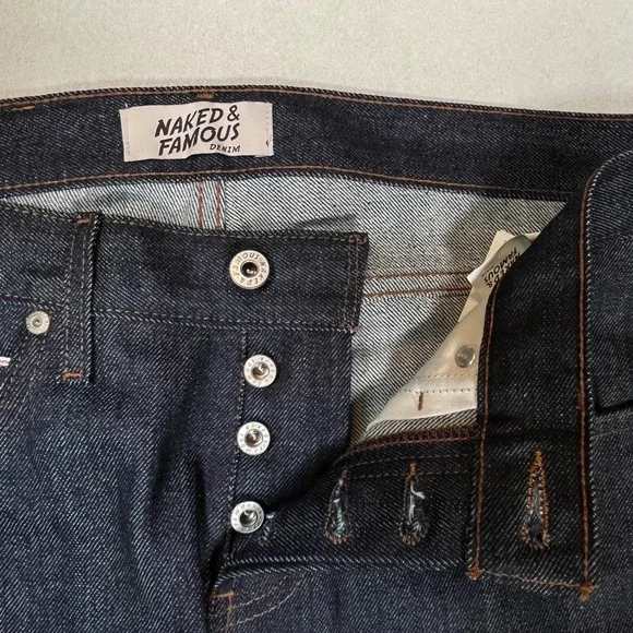 Naked & Famous Blue Super Skinny Guy Stretch Selvedge Denim Jeans Sz 32 Japanese - Picture 5 of 10